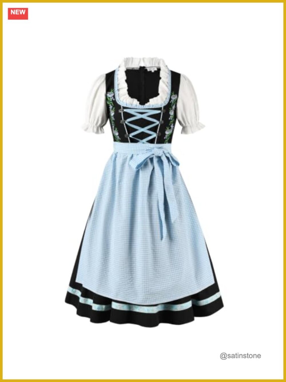 Oktoberfest Dirndl Costume Women 2 Piece Bavarian Dress Set
